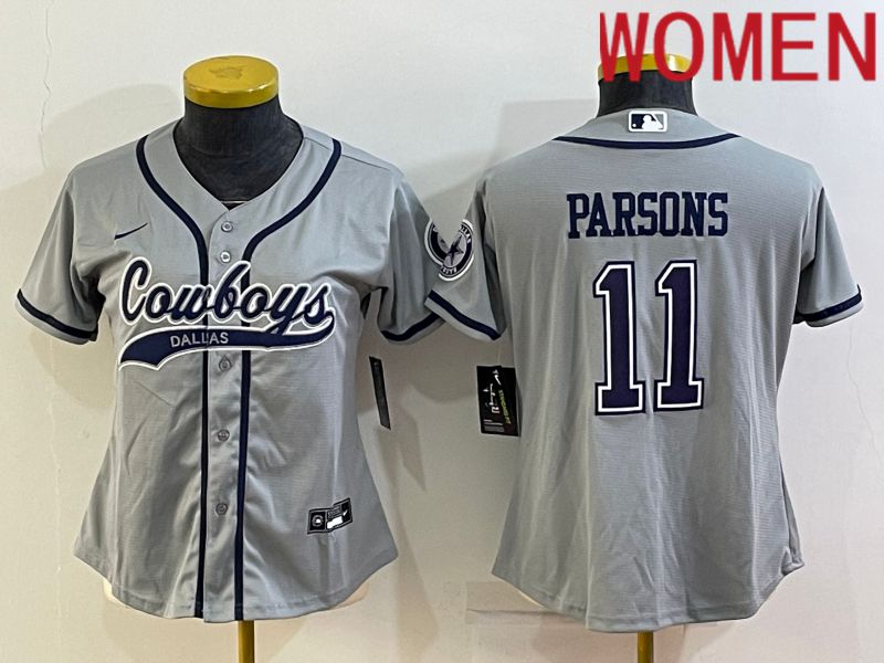 Women Dallas Cowboys #11 Parsons Grey 2022 Nike Co branded NFL Jersey